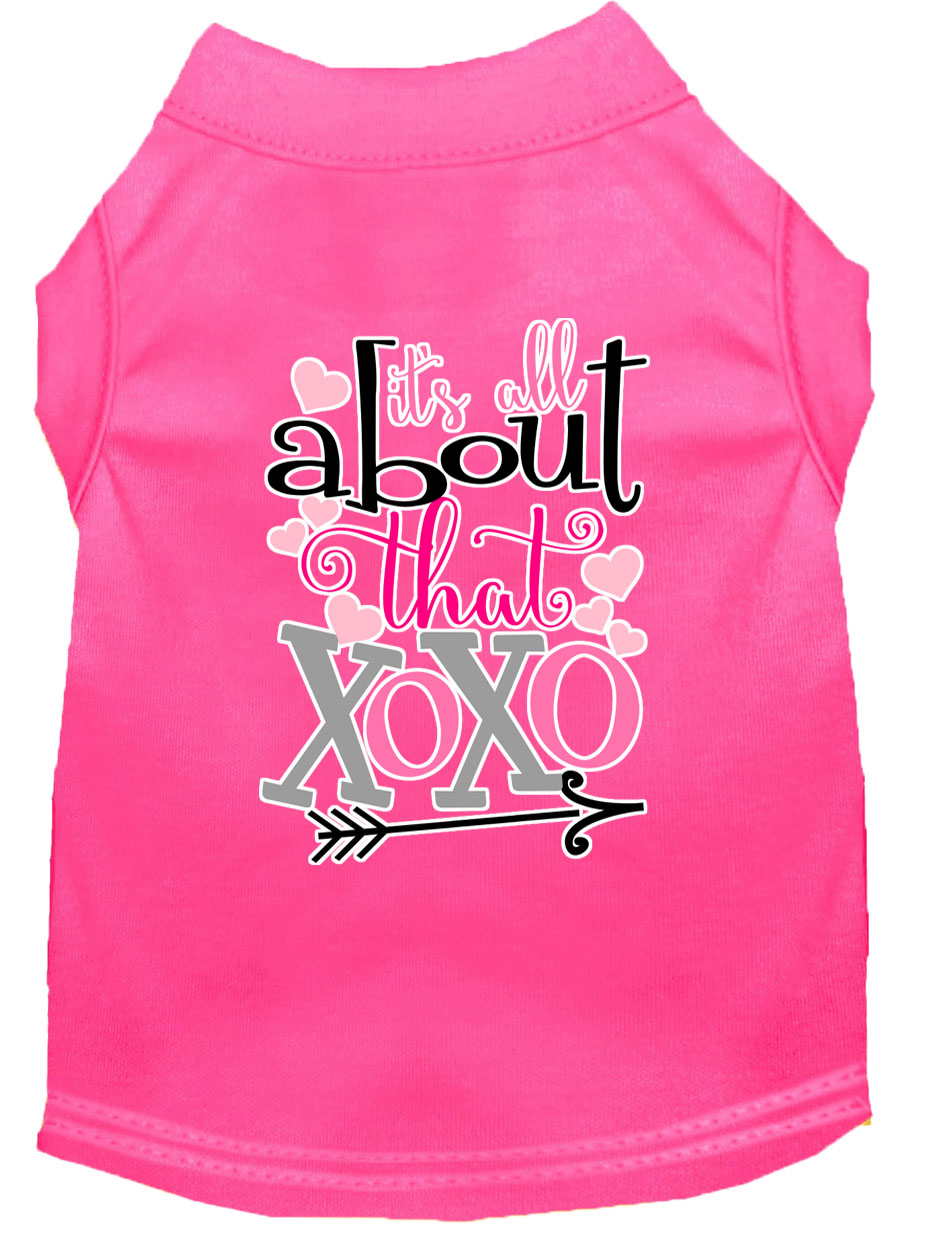 All about that XOXO Screen Print Dog Shirt Bright Pink Lg